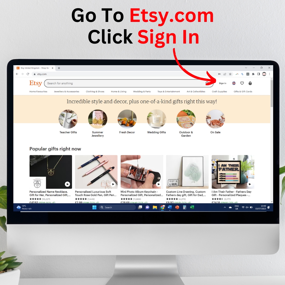 How to access an Etsy purchase without email access.  Go to Etsy.com and click Sign in