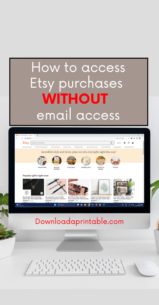 how to get an etsy download from the wrong email address